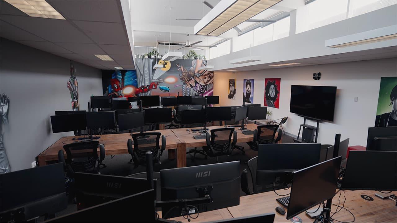 Coworking space with people collaborating
